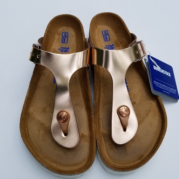 birkenstock gizeh soft footbed metallic copper